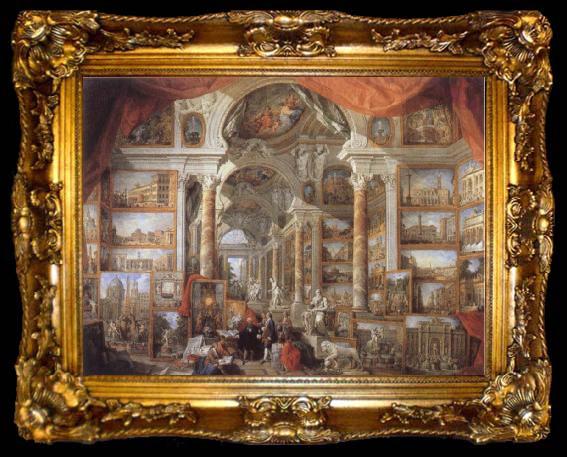 framed  Giovanni Paolo Pannini Picture Gallery with views of Modern Rome, ta009-2